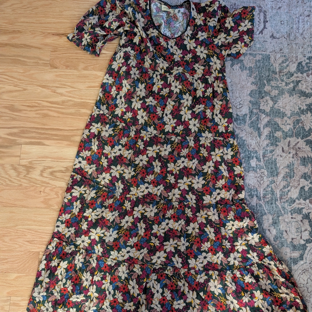 Floral Maxi Dress with Multicolor Blossom Print